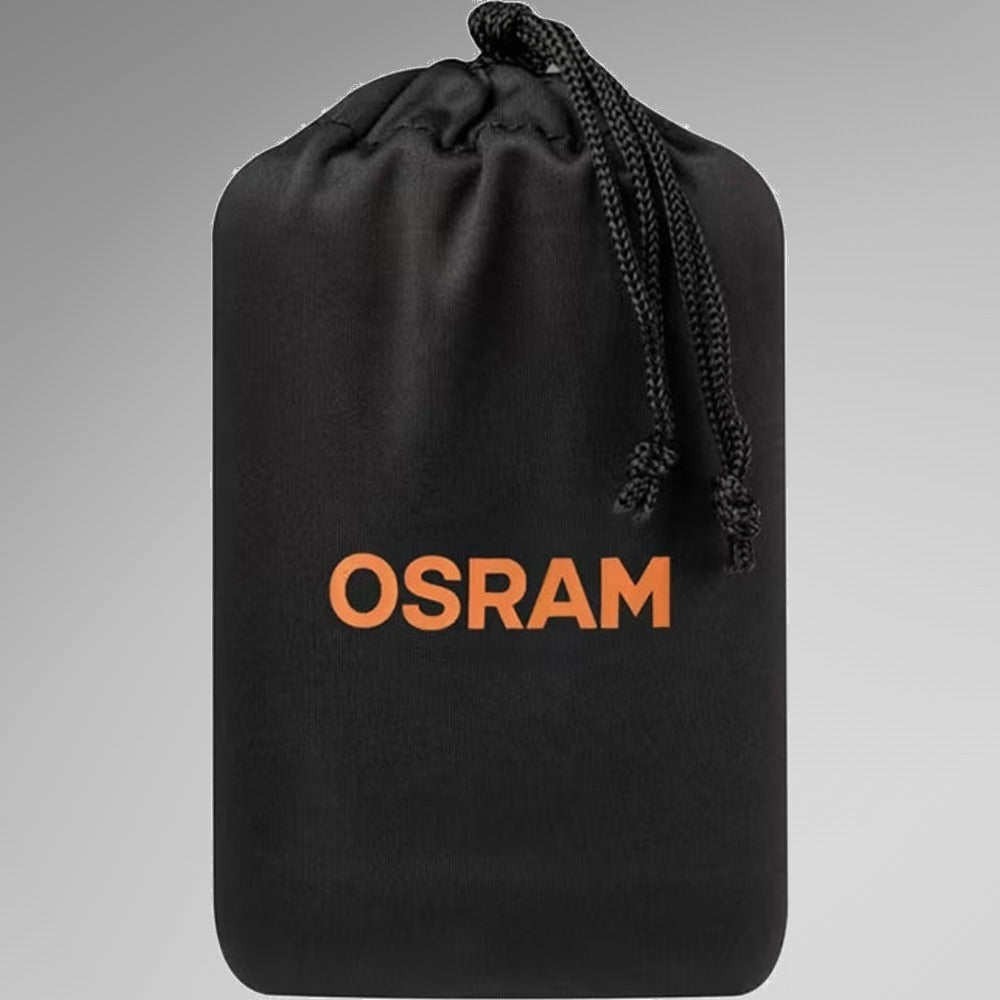 Sort opbevaringspose med OSRAM-logo til Osram TYREinflate 1600 mini-kompressor