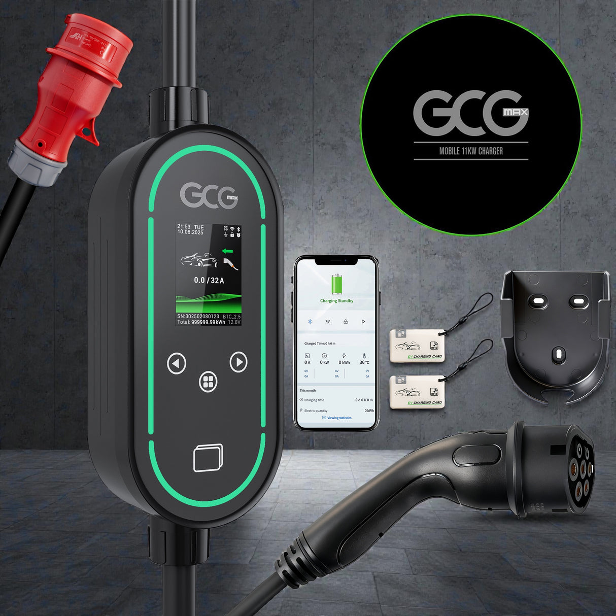 GCG MAX mobil 11kW laddare, inklusive gratis väska