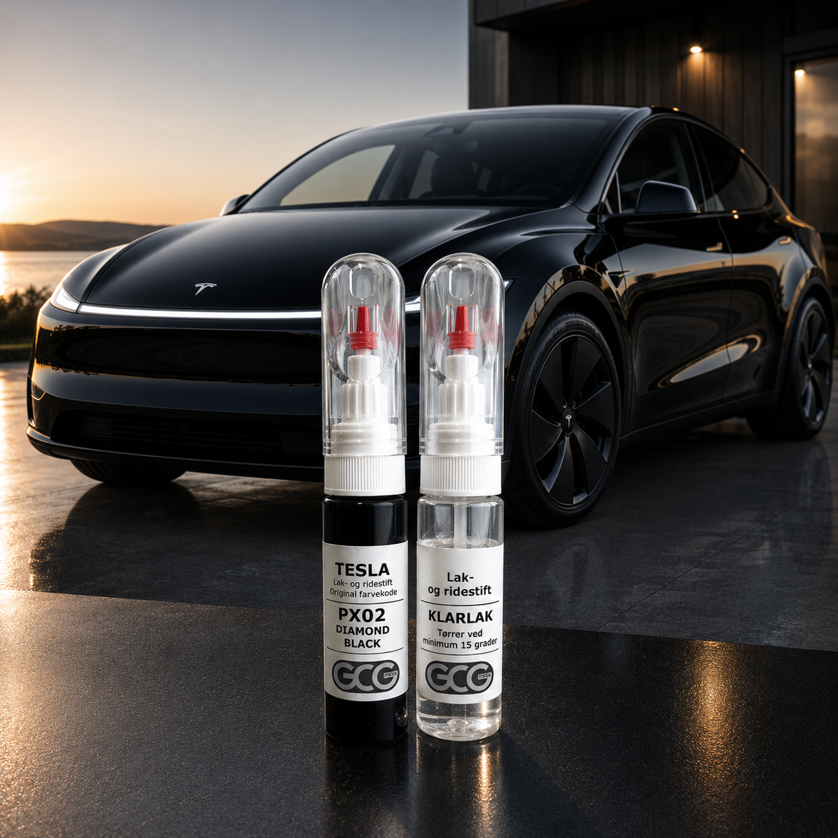 Lackstift + klarlack. Tesla originalfärg