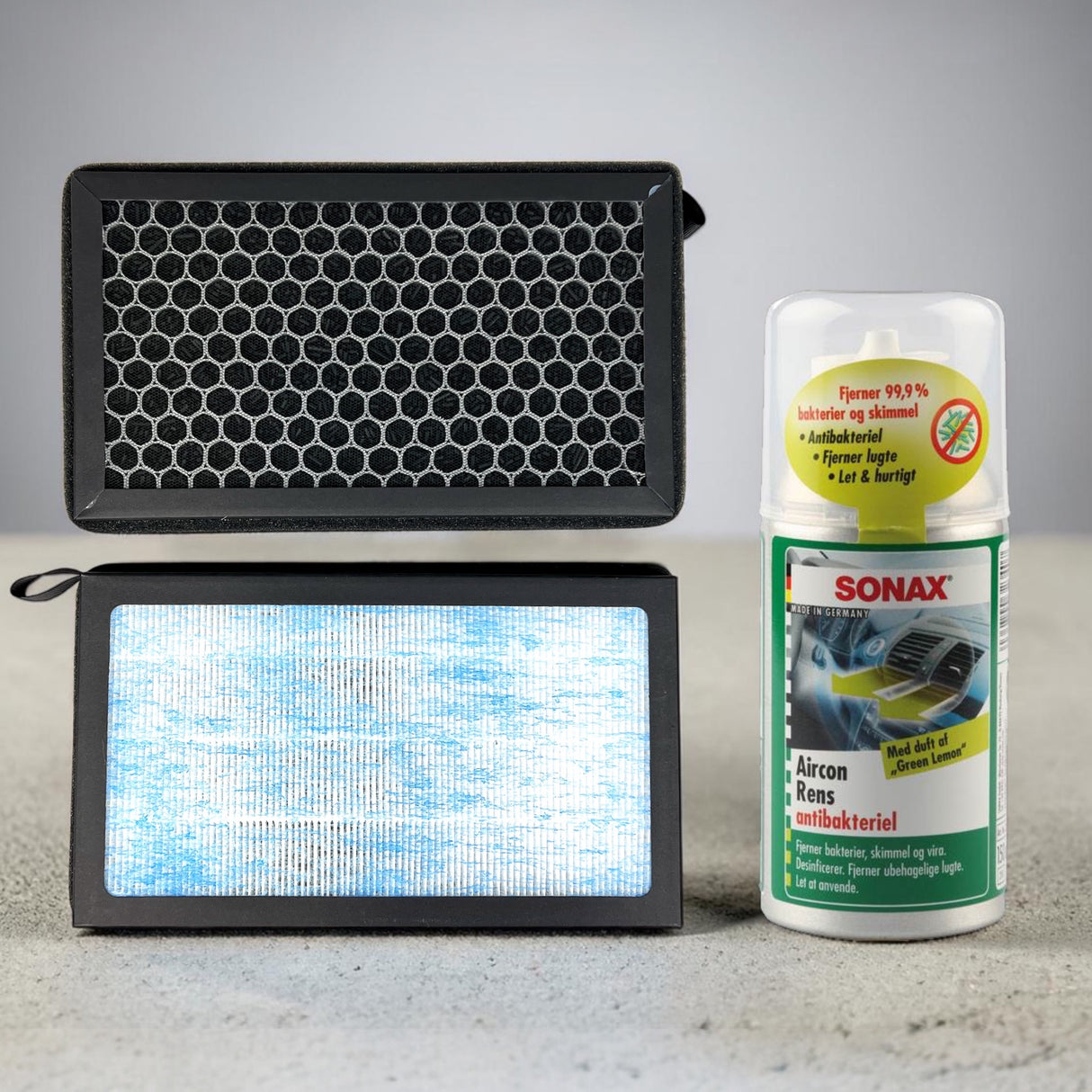 Komplett kit. Aktivt kolfilter + rengöring - Passar Tesla Model 3/Y
