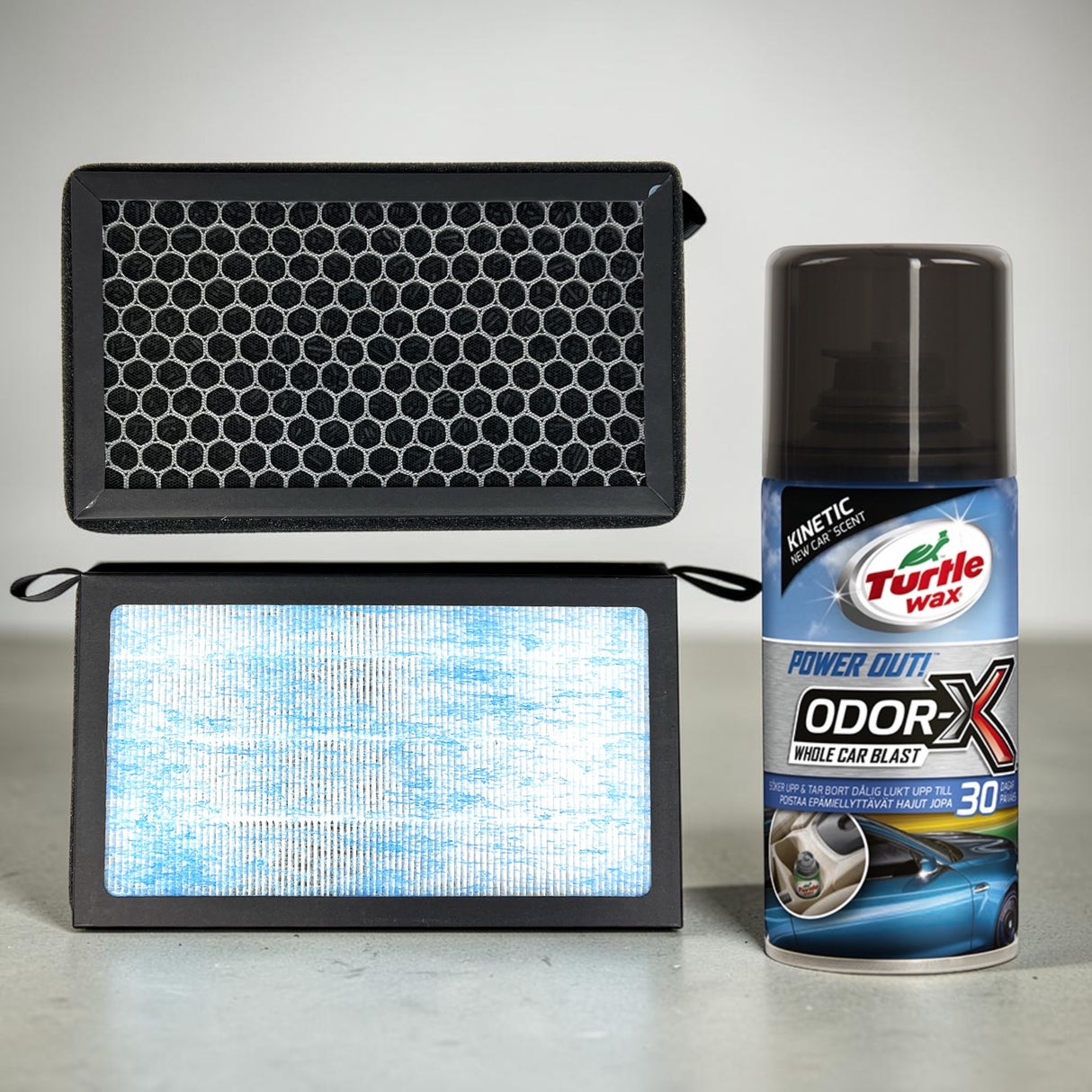 Komplett kit. Kolfilter/Pollenfilter + Airconrengöring - Passar till Tesla Model 3/Y