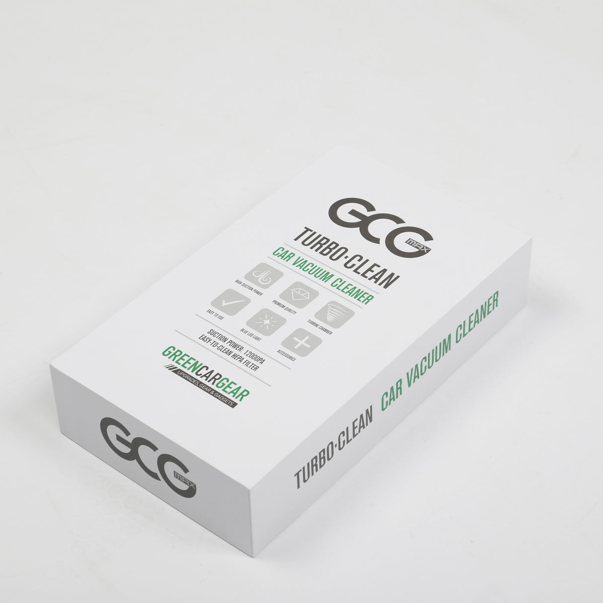 GCG MAX TurboClean bilsugare låda med logotyp och produktinformation
