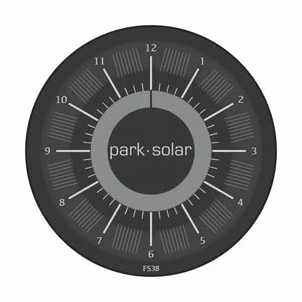 ParkOne Solar FS38 solcellsdriven parkeringsskiva, svart med vit tidsvisning