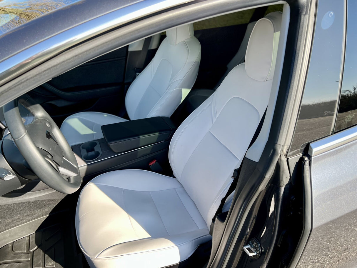 Komplett set med vita sätesöverdrag för Tesla Model Y interiör