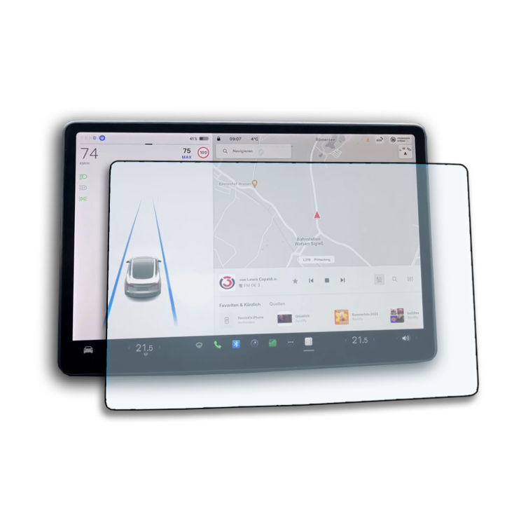 Skärmskydd med svart kant - Passar Tesla Model 3/Y