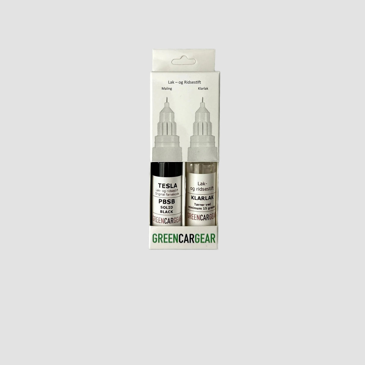 GCG lackstift med färgen solid black och klarlack inslagen