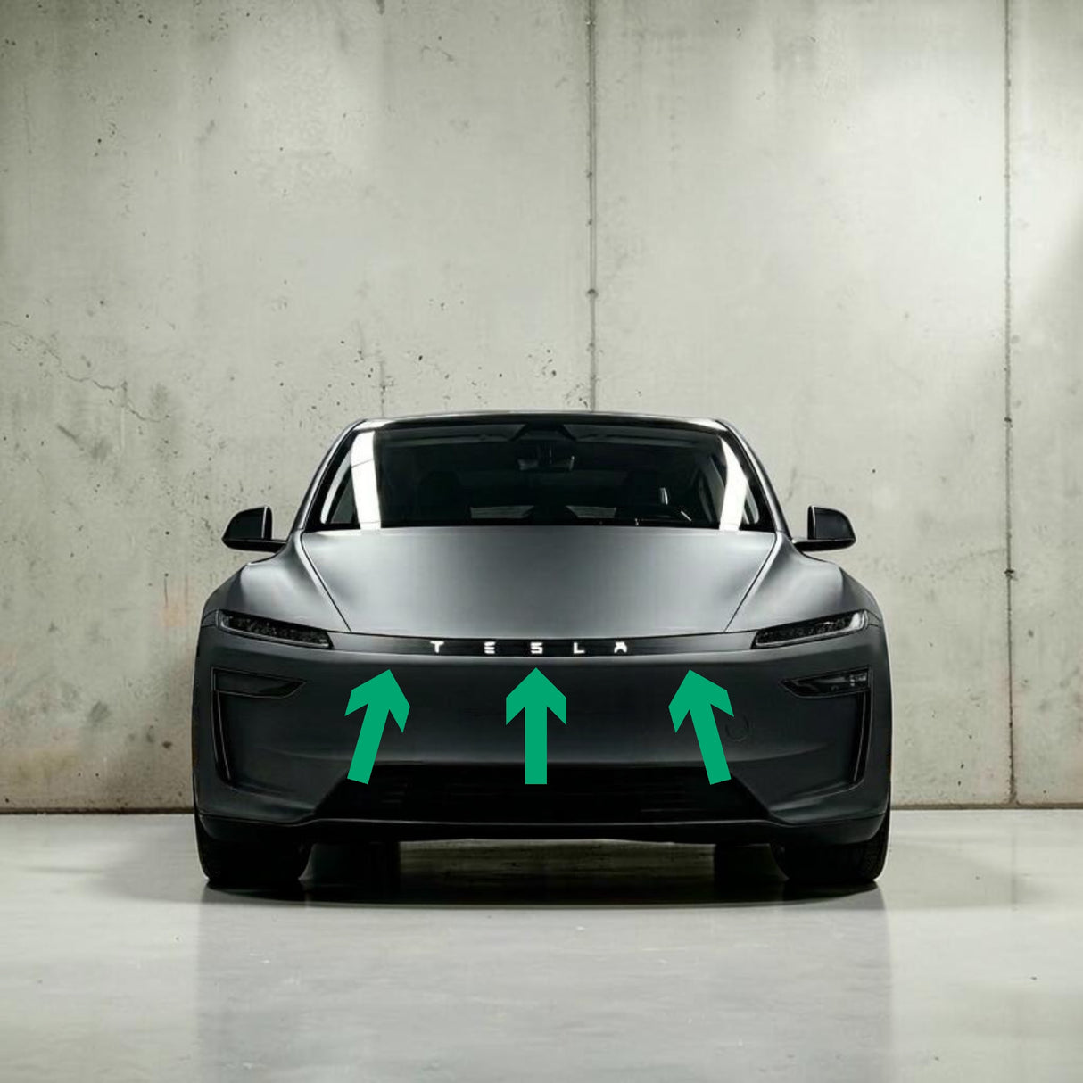 Folie för ljuslist - Tesla Model Y 2025 Juniper – Matt svart med TESLA-text