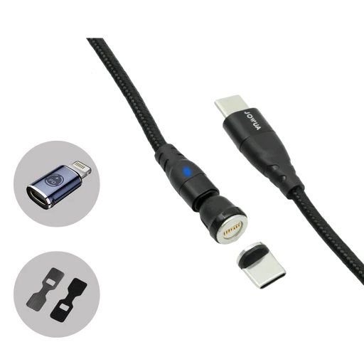 Jowua magnetisk laddkabel USB-C till USB-C + Lightning Adapter