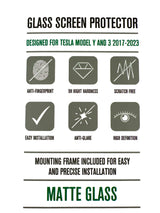 Beskrivning av GCG MAX skärmskydd för Tesla Model 3/Y med matt glas.