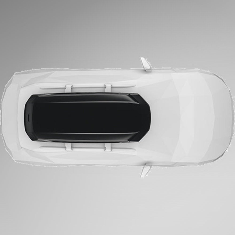 Thule Pulse 2 XL Black Aeroskin sort tagboks monteret på bil, illustration set fra oven