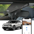 FitCamX dashcam monterad i Citroen e-C4 2021-2024, visad tillsammans med livevisning på smartphone.