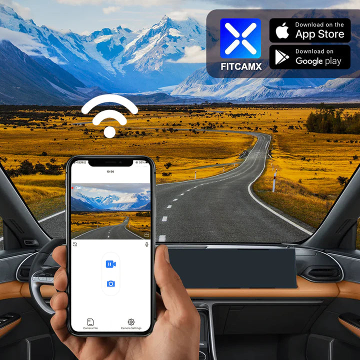 FitCamX dashcam för flera bilmärken. Appstyrd smart dashcam.