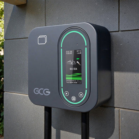 GCG MAX 11kW laddbox, stilfullt monterad på en vägg