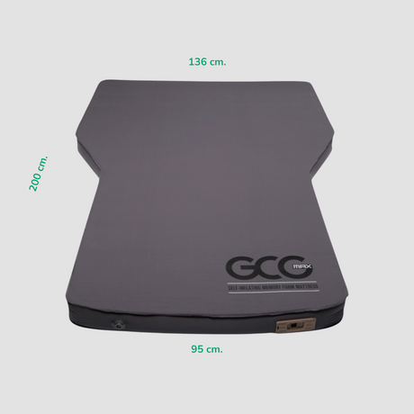 GCG MAX självuppblåsbar madrass med minnesskum för bilsemester med mått