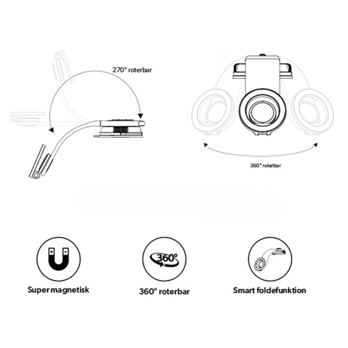 Magnetisk mobilhållare med sugkopp