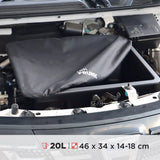 Rati frunk förvaringslåda för Dacia Spring med 20L kapacitet, mäter 46x34x14-18 cm.