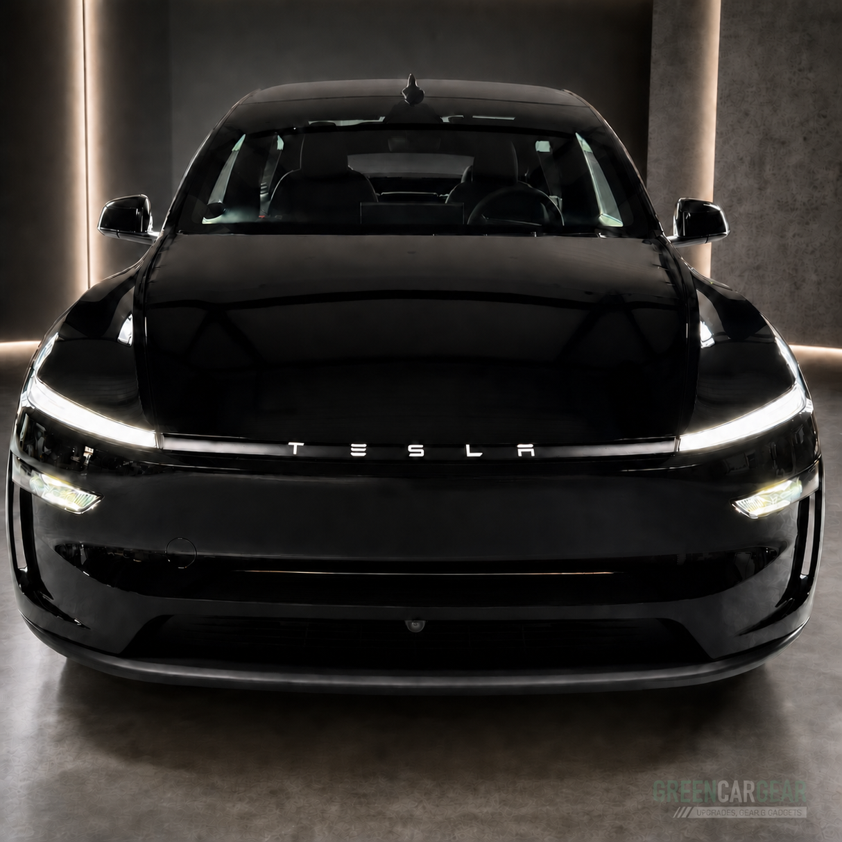 Folie för ljuslist - Tesla Model Y 2025 Juniper – Matt svart med TESLA-text