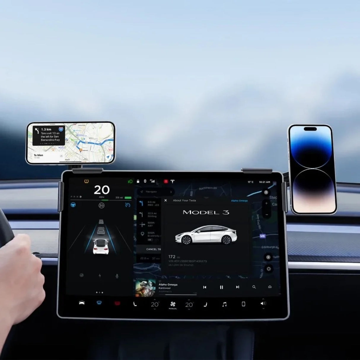 Telefonhållare/laddare med MagSafe - passar till Tesla