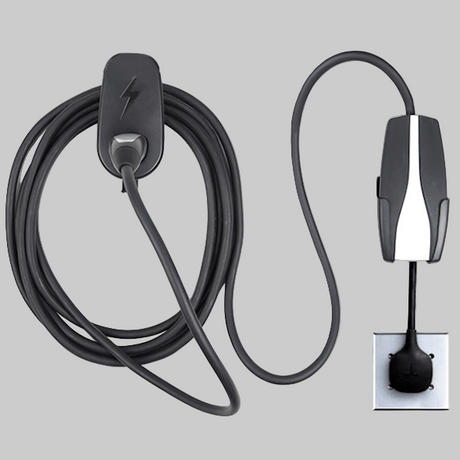 Monterad hållare för laddbox och typ 2-kabel