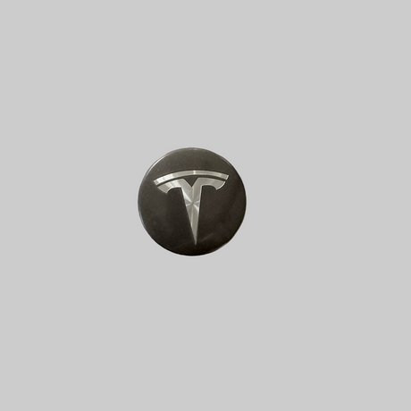Centerkapsel mattsvart med silver Tesla-logotyp