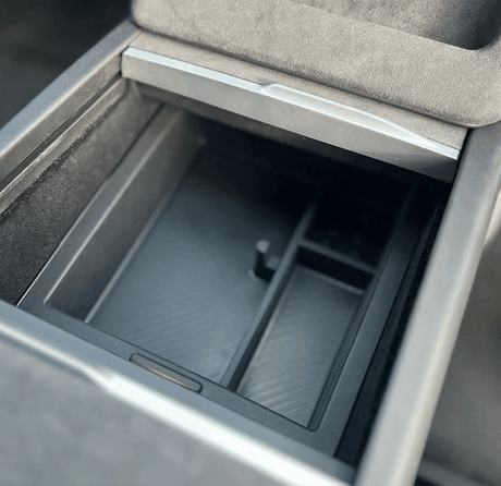 GCG Max Förvaringsbox för mittkonsol i Tesla Model 3/Y, animation.