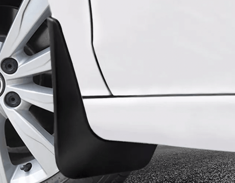 Stänkskydd till VW ID.4 bil framför ett hjul, förhindrar smuts och stänk.