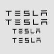 Tesla bokstäver som kan användas istället för logotypen på bilen