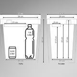 Mål på ZORN Z26 elektrisk køleboks 25 liter forfra og fra siden